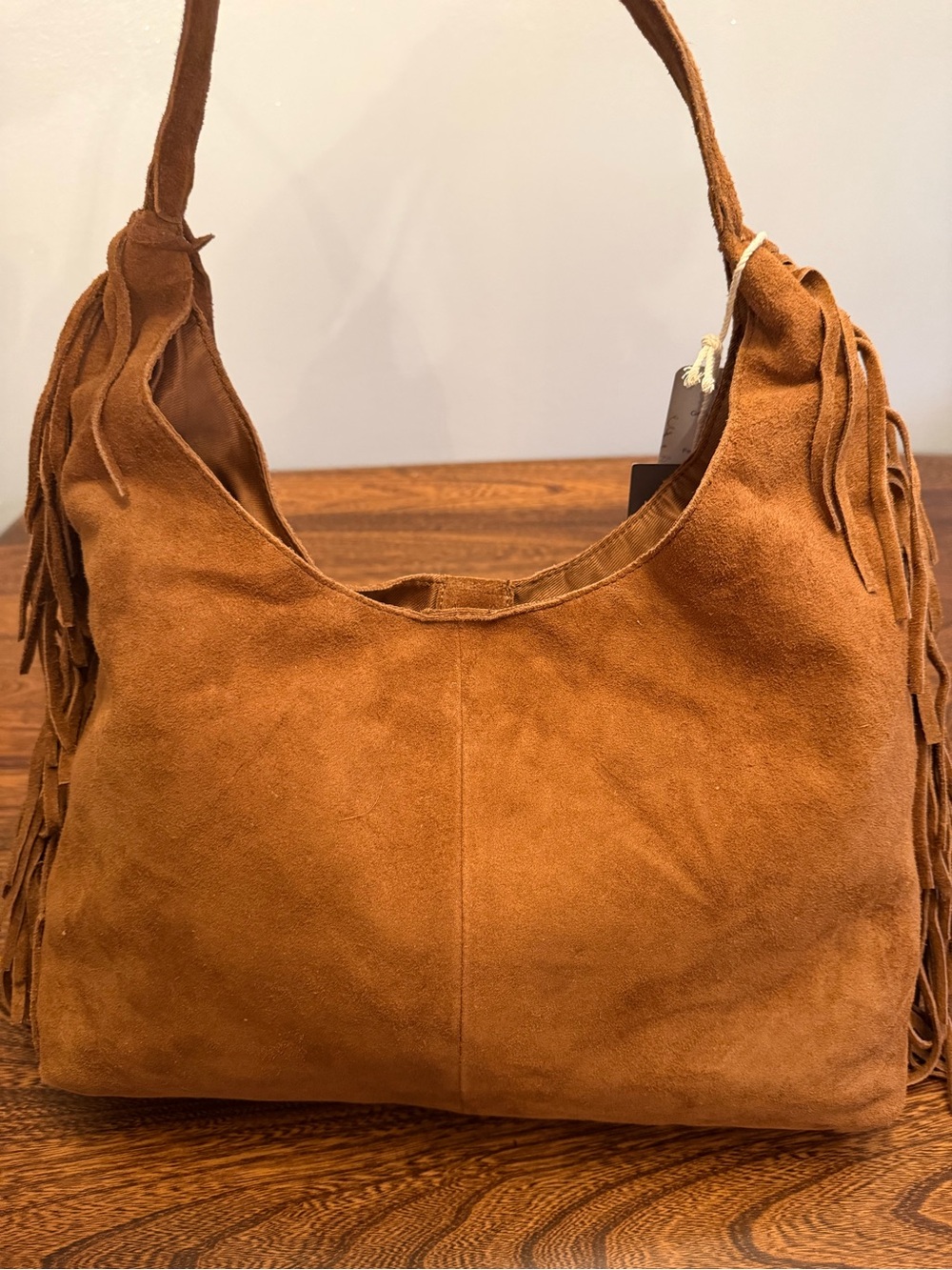 Haute Hippie Cognac Suede Fringe Shoulder Hobo Bag - Picture 2 of 8